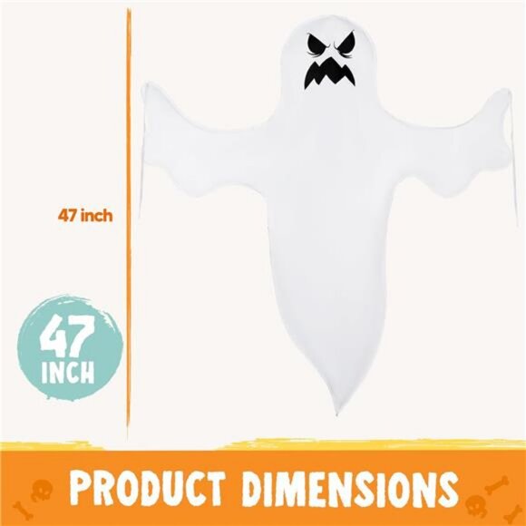2 Pcs 47" Halloween Light Up Ghost Decorations Outdoor, Halloween Ghost Decor - Picture 4 of 8